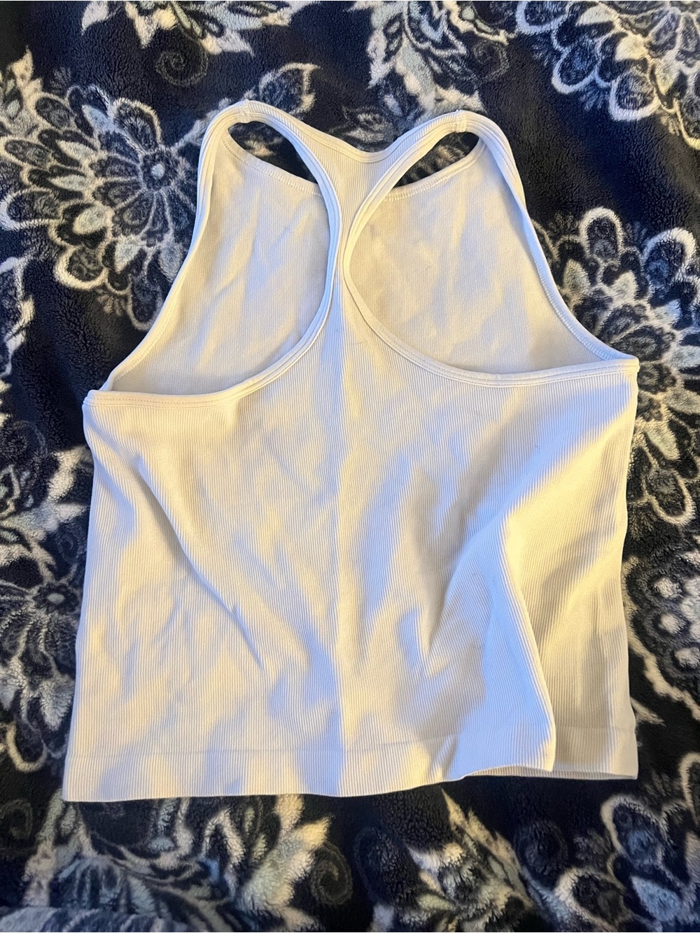 Women's Ribbed High-Neck Racerback Tank Top - White - Picture 2 of 3